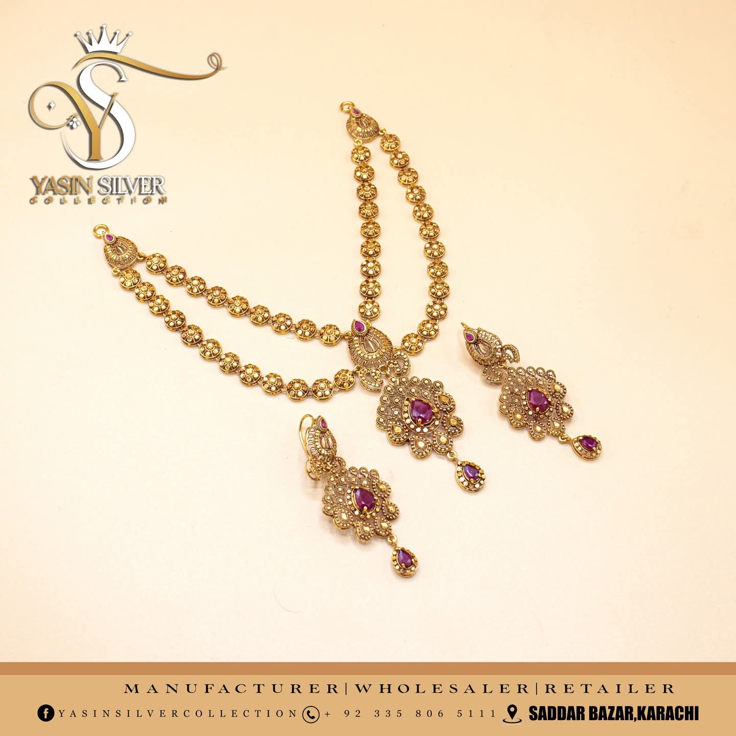 Royal Ruby Silver Matha Patti