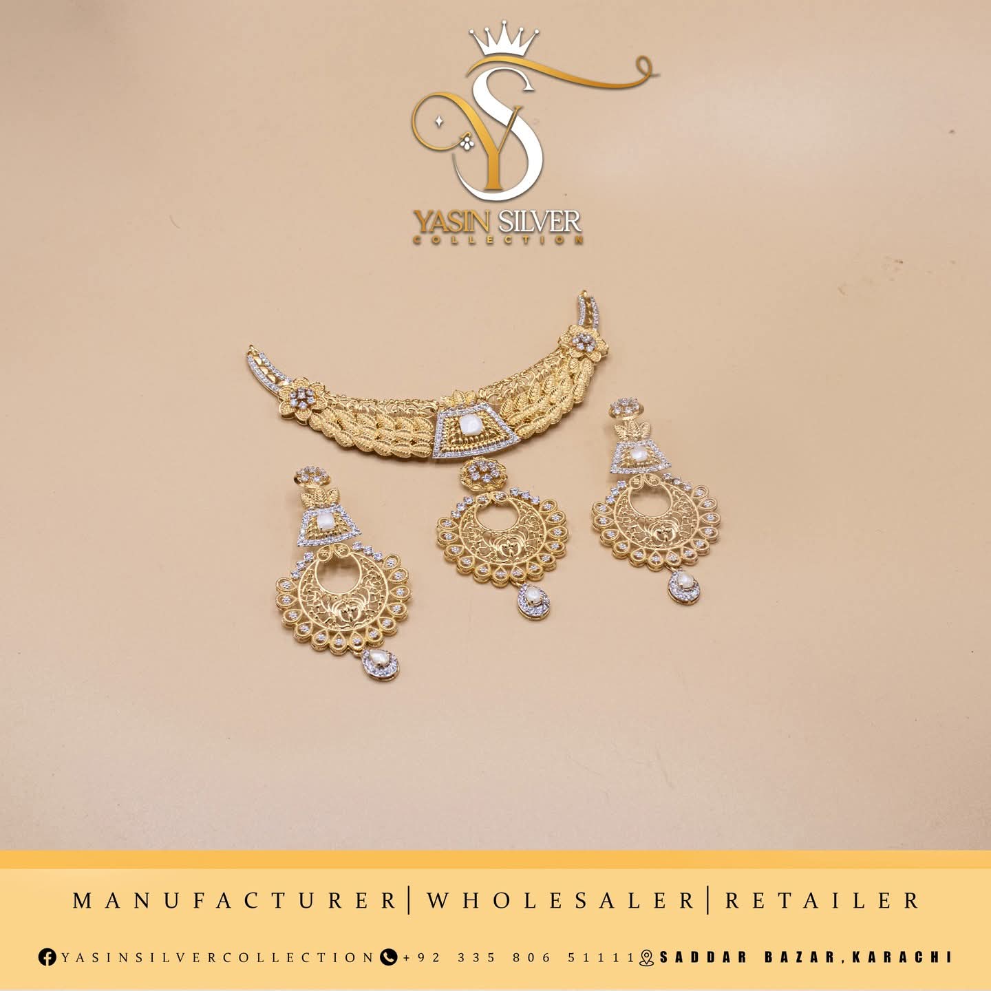 Royal Emerald Silver Jhumka Choker