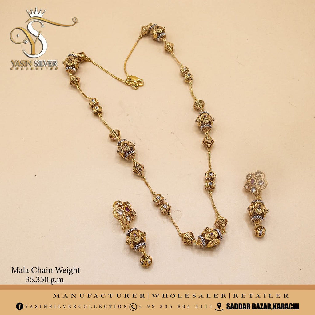 Gold Plated Silver Filigree Mala Set