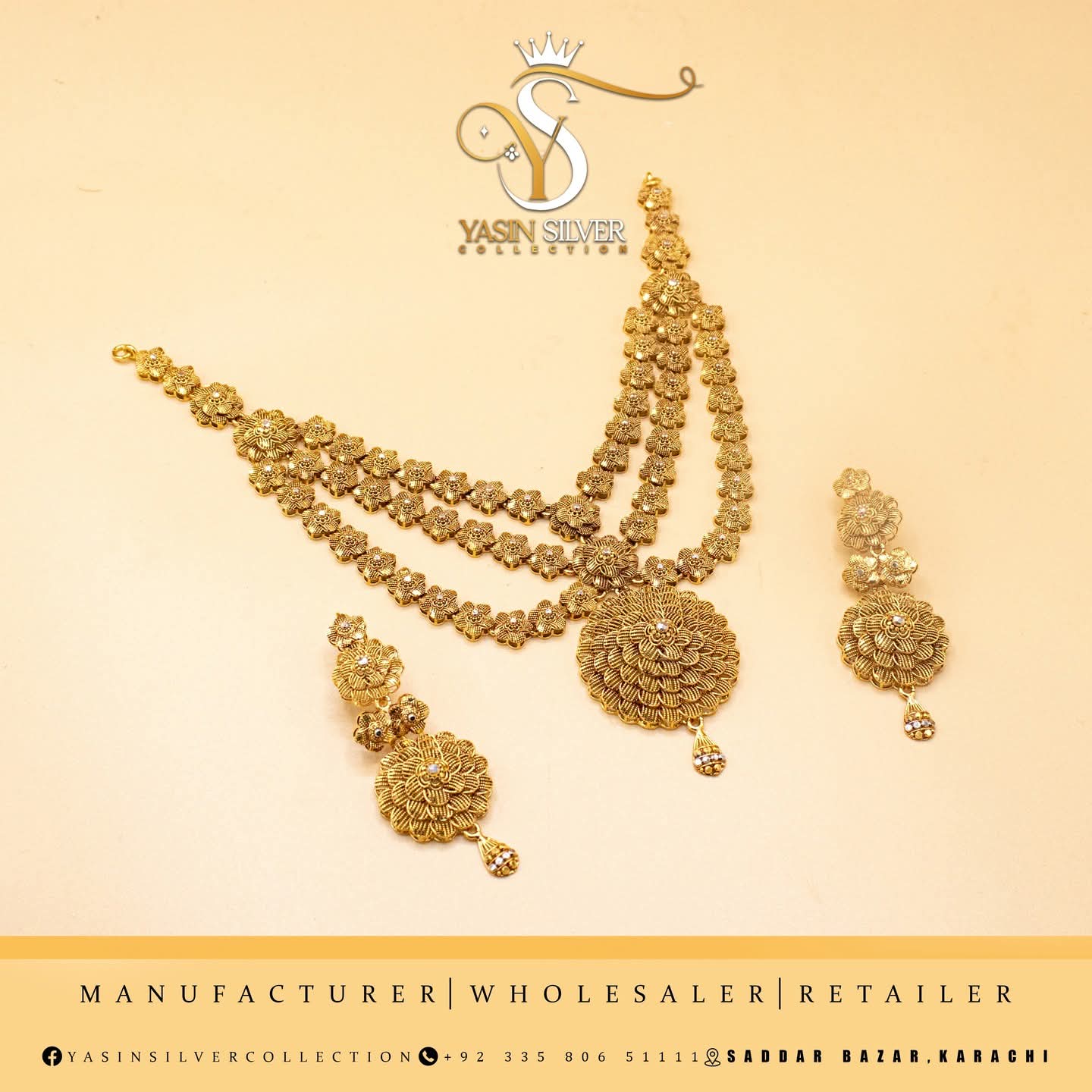 Royal Multi-Layer Silver Matha Patti