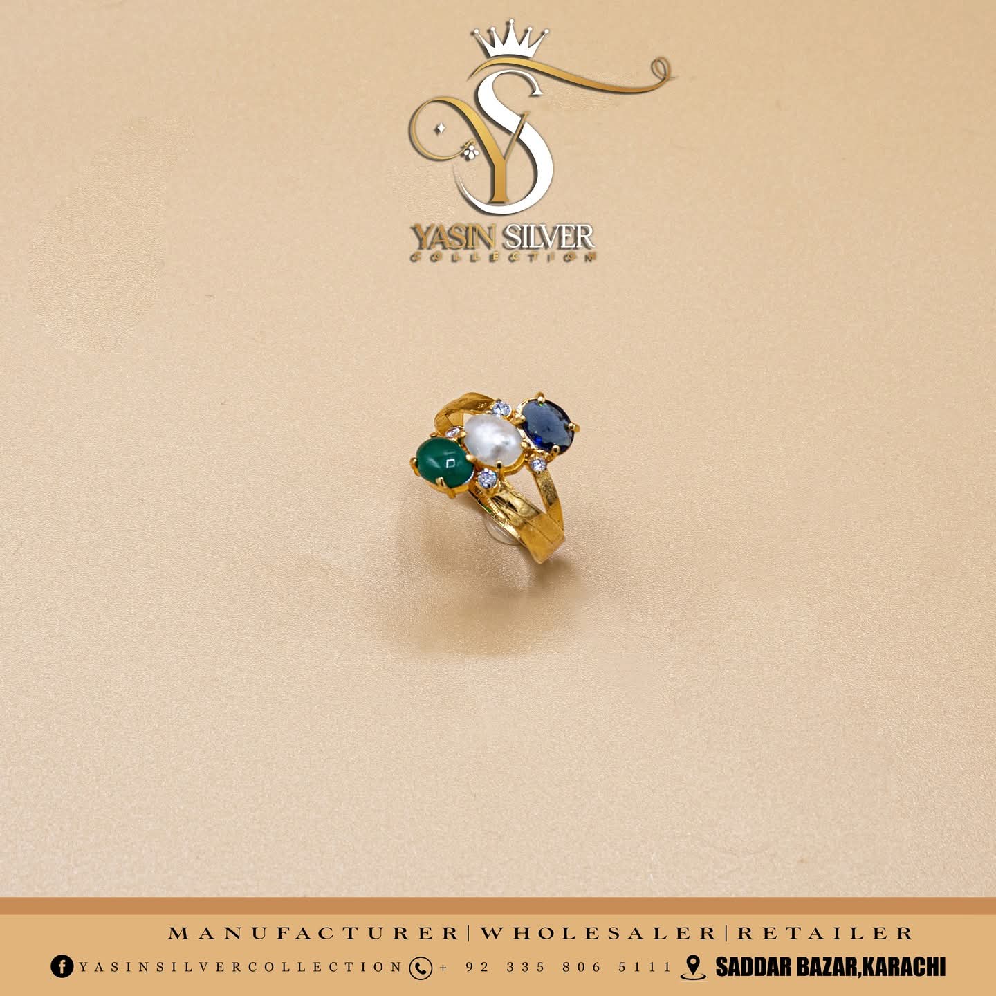 Elegant Multi-Stone Gold Ring