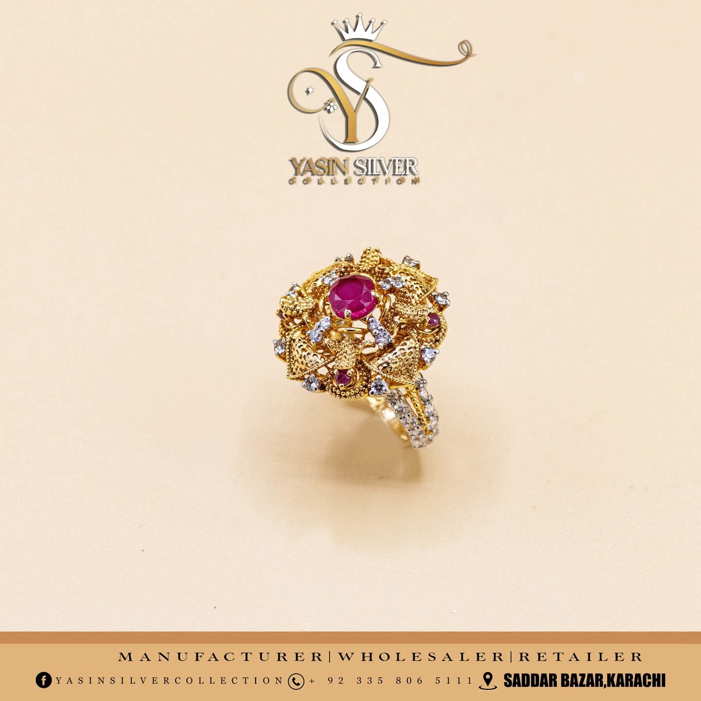 Exquisite Ruby Gold Statement Ring