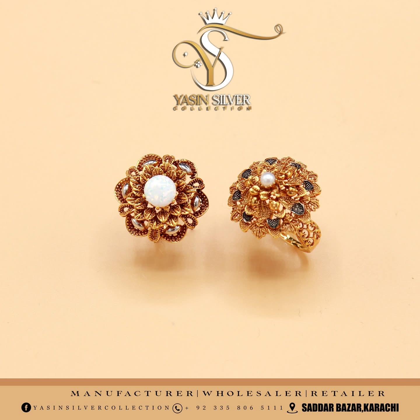 Elegant Floral Gold Plated Rings