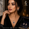 Royal Sapphire Teardrop Pendant Set