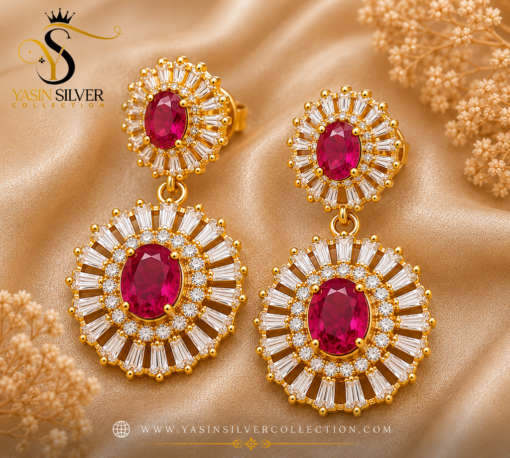 Crimson Crown Silver Pendant Set