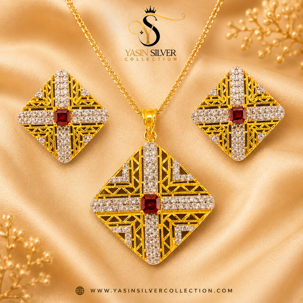 Royal Ruby Cross Pendant Set