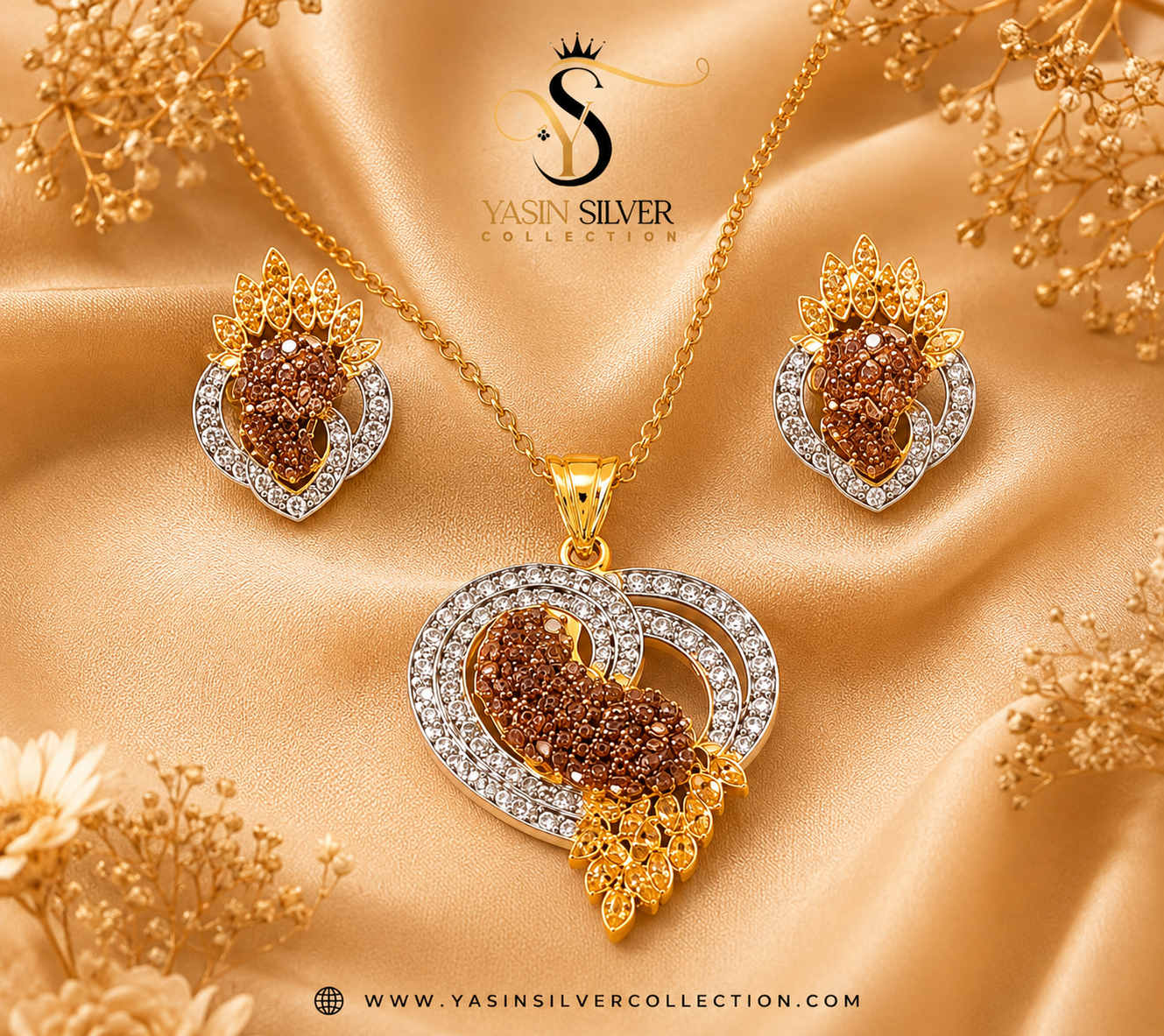 Royal Heart Sparkle Pendant Set