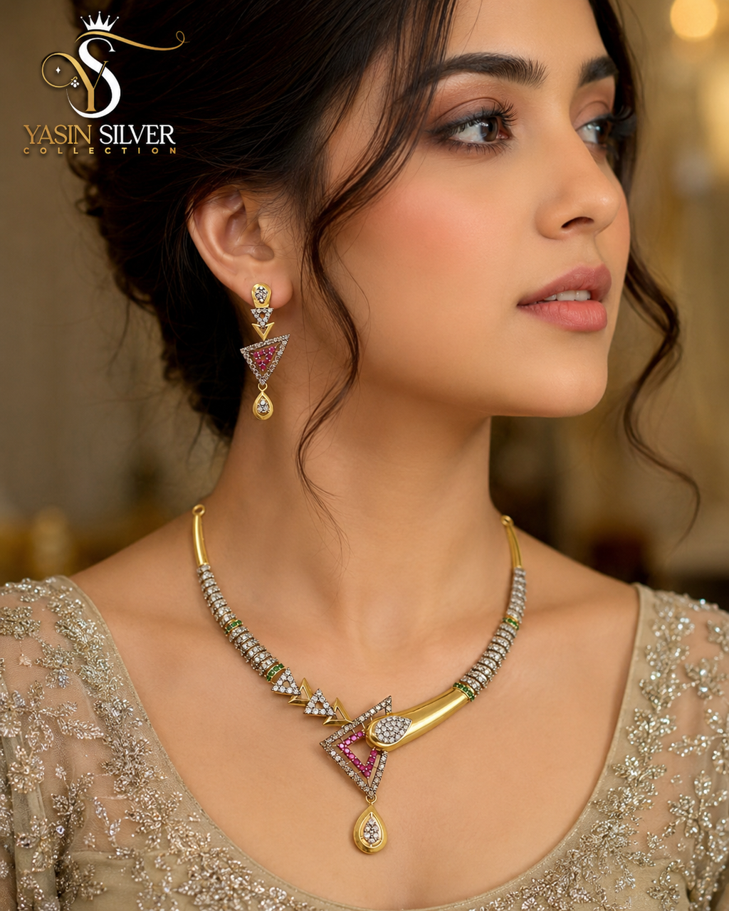 Ruby Royale Statement Necklace Set