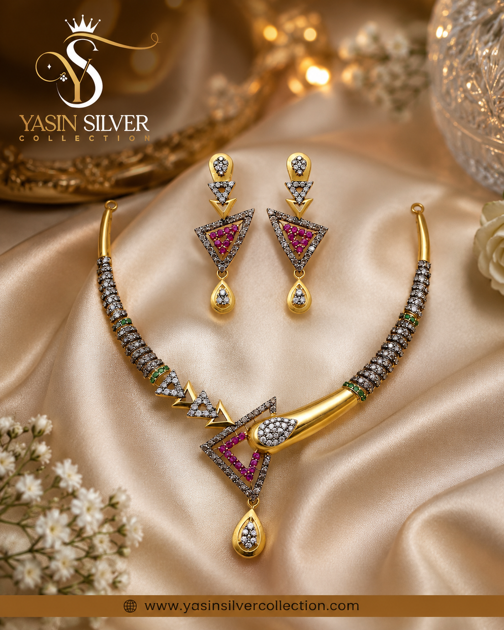 Ruby Royale Statement Necklace Set