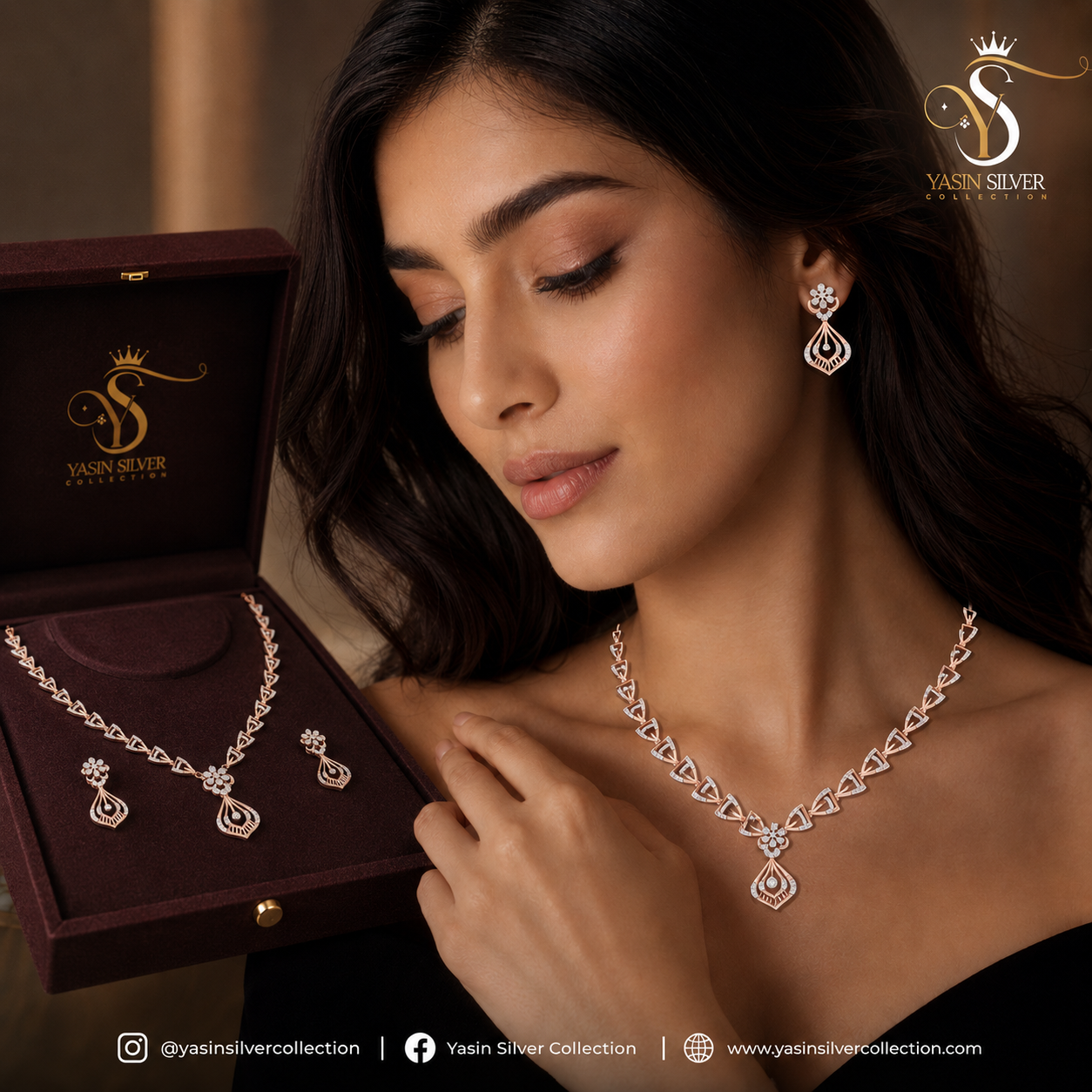Rose Gold Grace Teardrop Jewellery Set