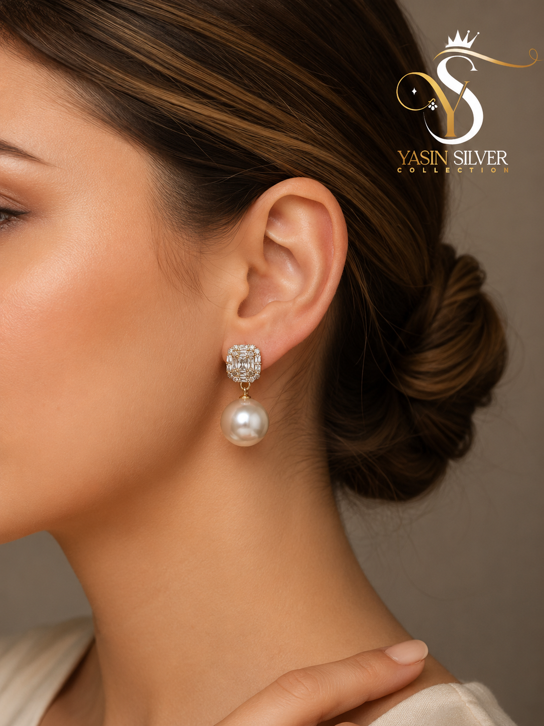 Pearl Royale Crystal Drop Earrings
