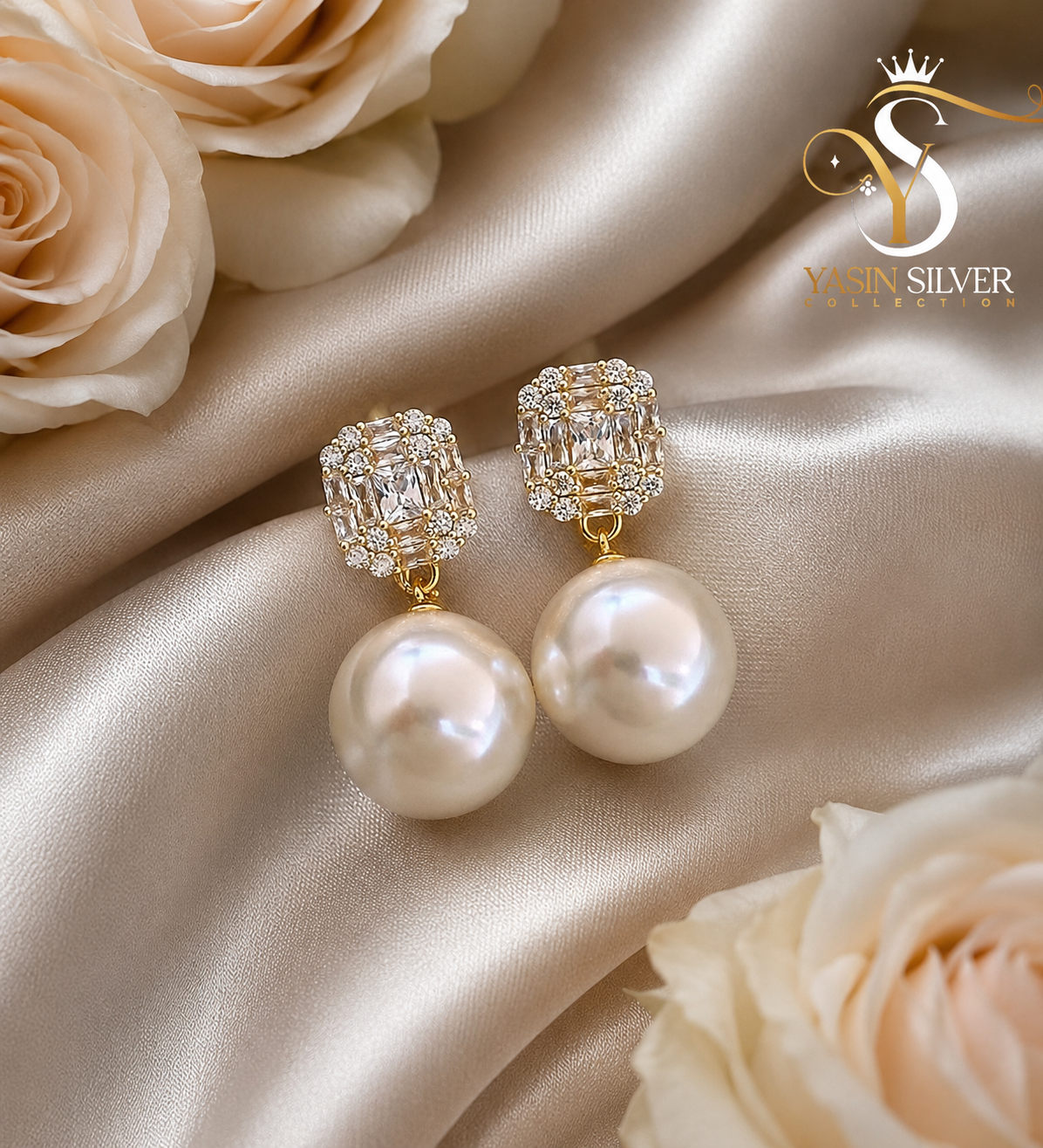 Pearl Royale Crystal Drop Earrings