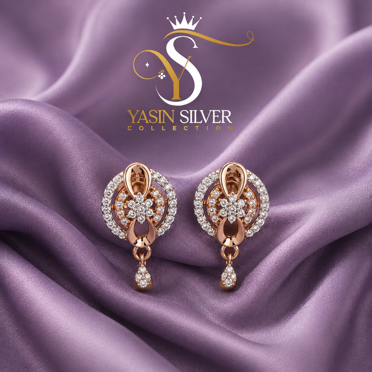 Floral Drop Diamond Earrings