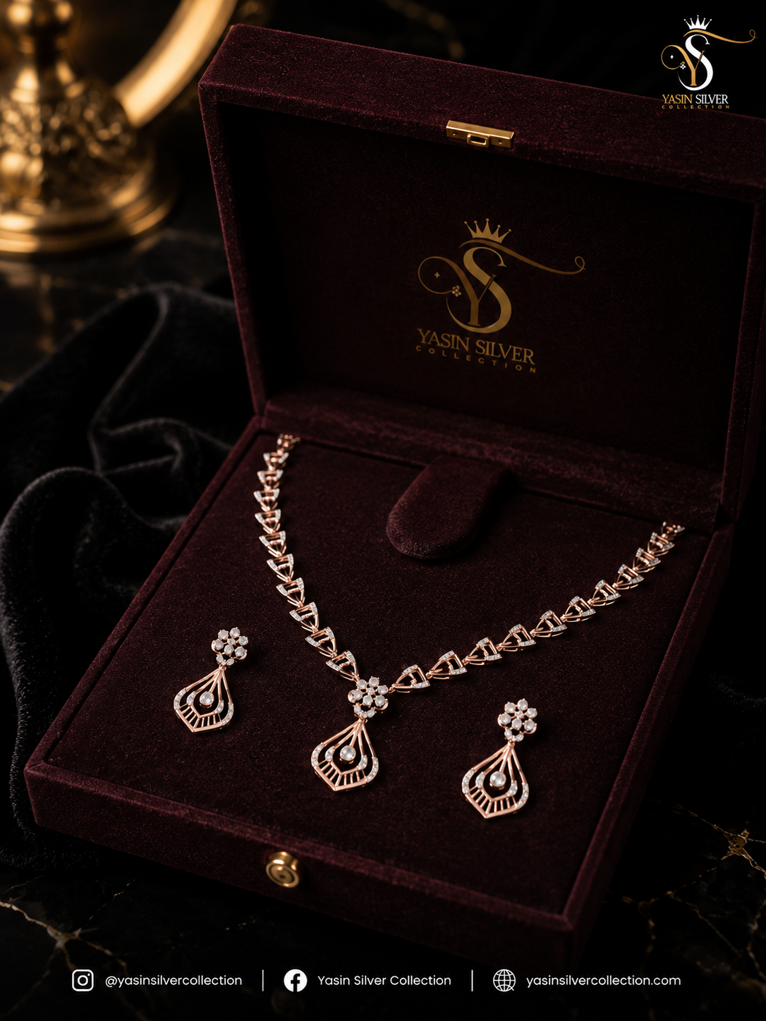 Rose Gold Grace Teardrop Jewellery Set