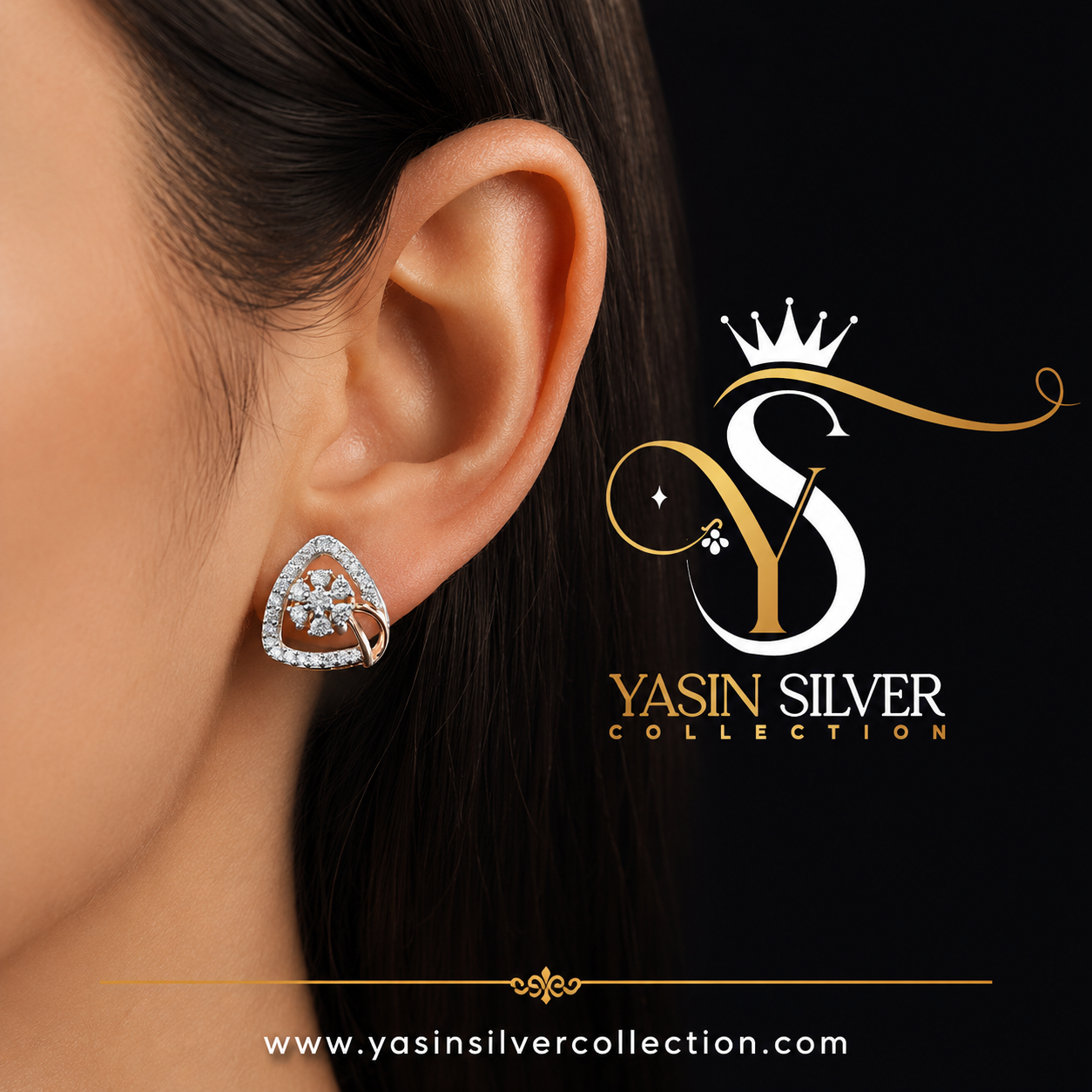 Heart Bloom Zircon Stud Earrings