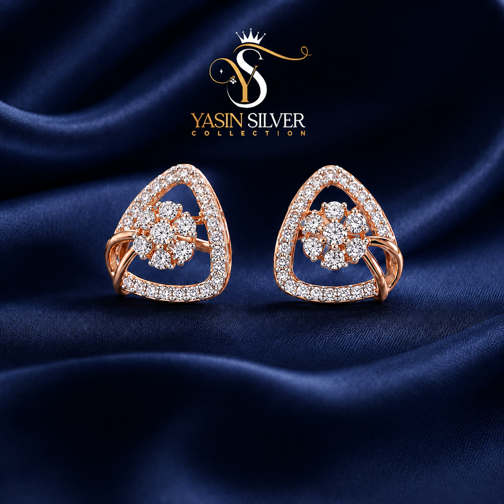Heart Bloom Zircon Stud Earrings