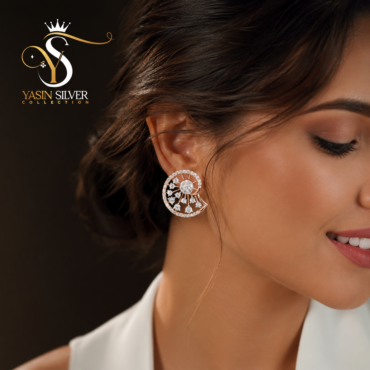 Rose Gold Spiral Diamond Earrings