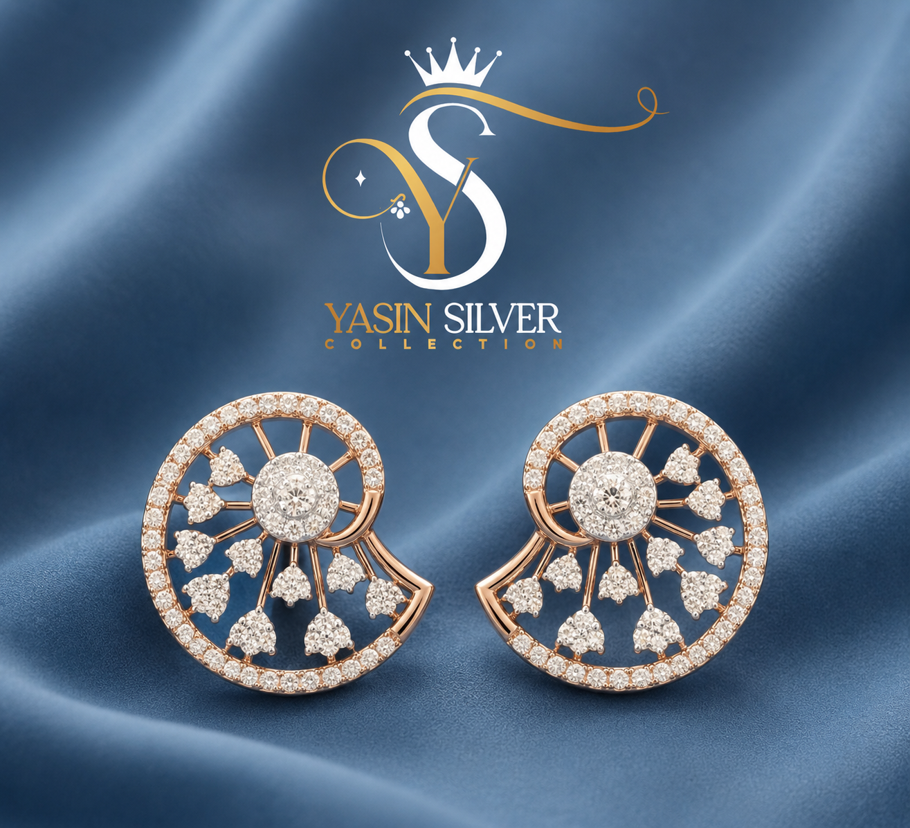 Rose Gold Spiral Diamond Earrings