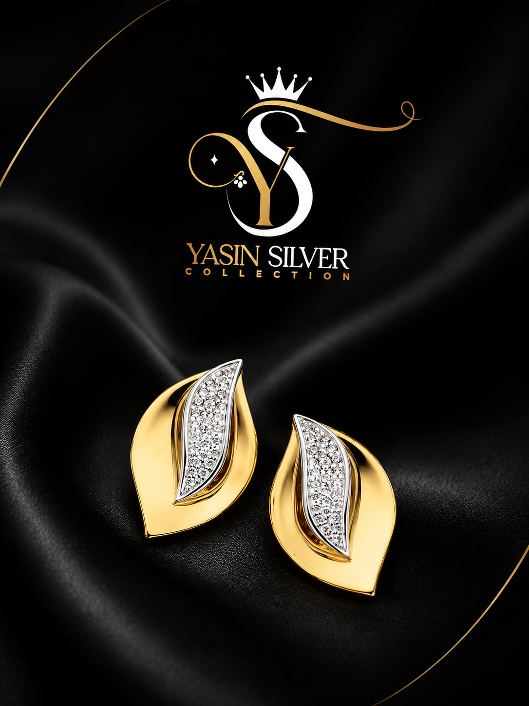Golden Petal Silver Earrings