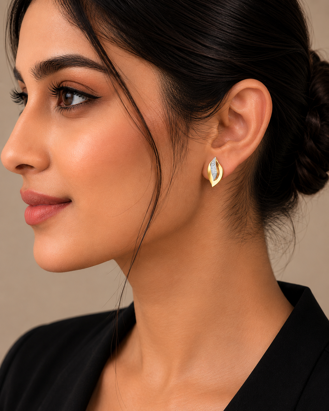 Golden Petal Silver Earrings