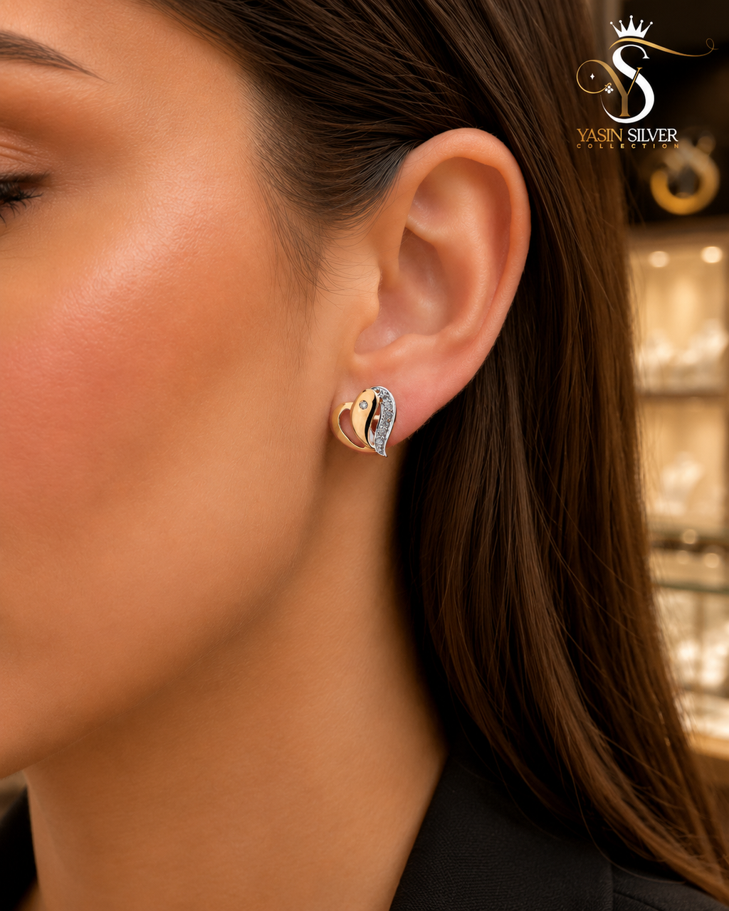 Rose Gold Heart Sparkle Earrings