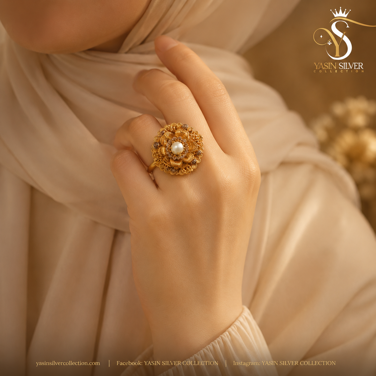 Pearl Bloom Gold Ring