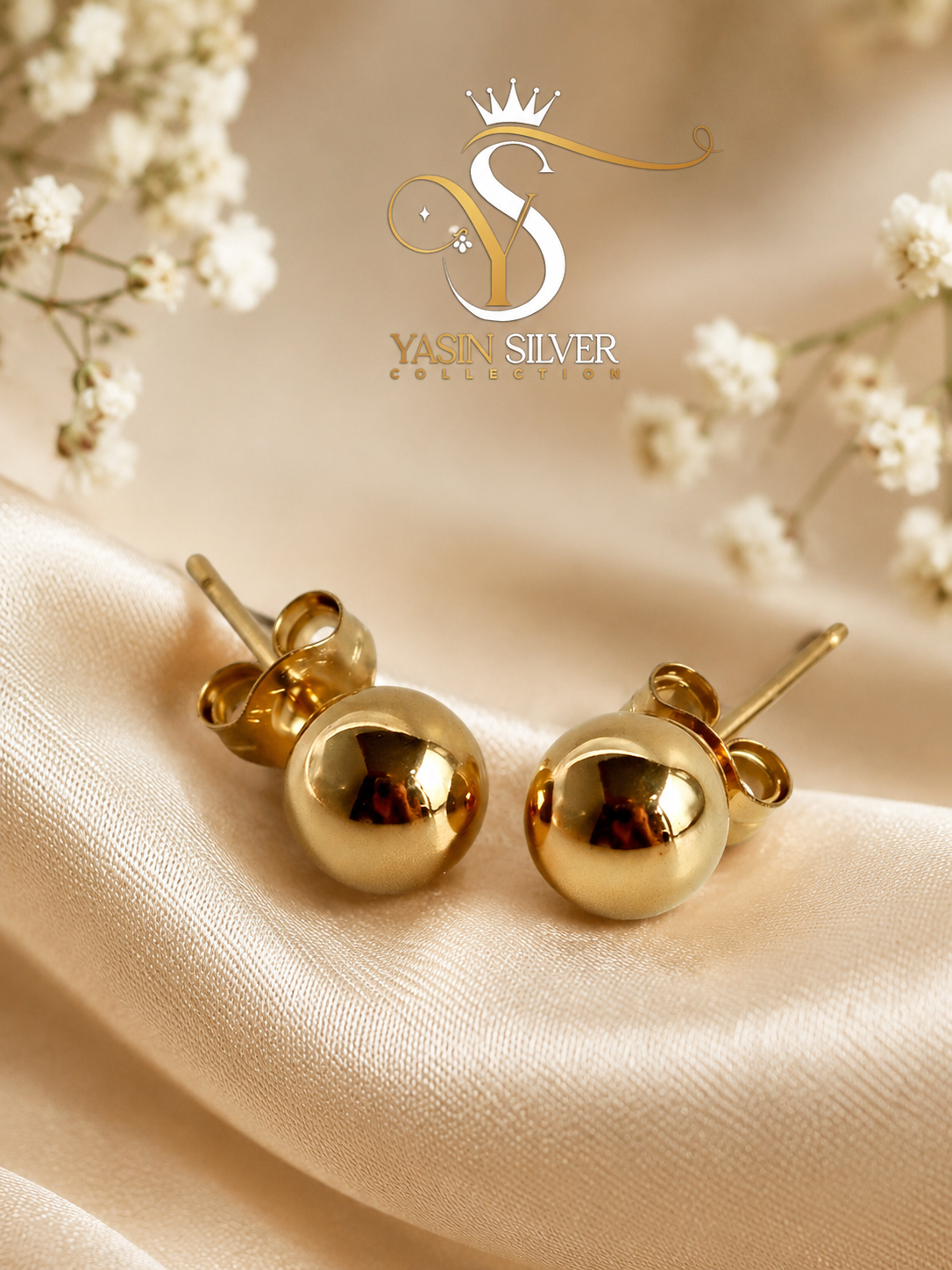 Gold Ball Stud Earrings