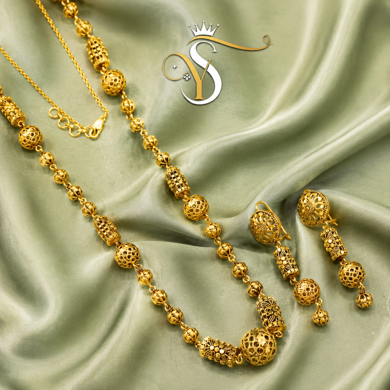 Gold Plated Silver Filigree Mala Set