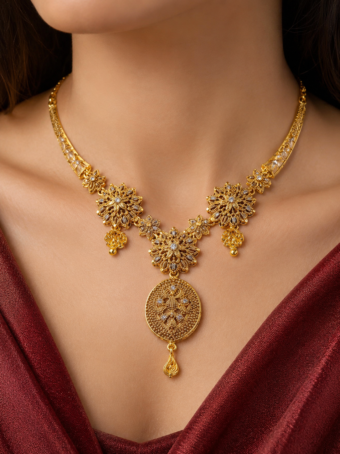 Gold Plated Silver Floral Choker