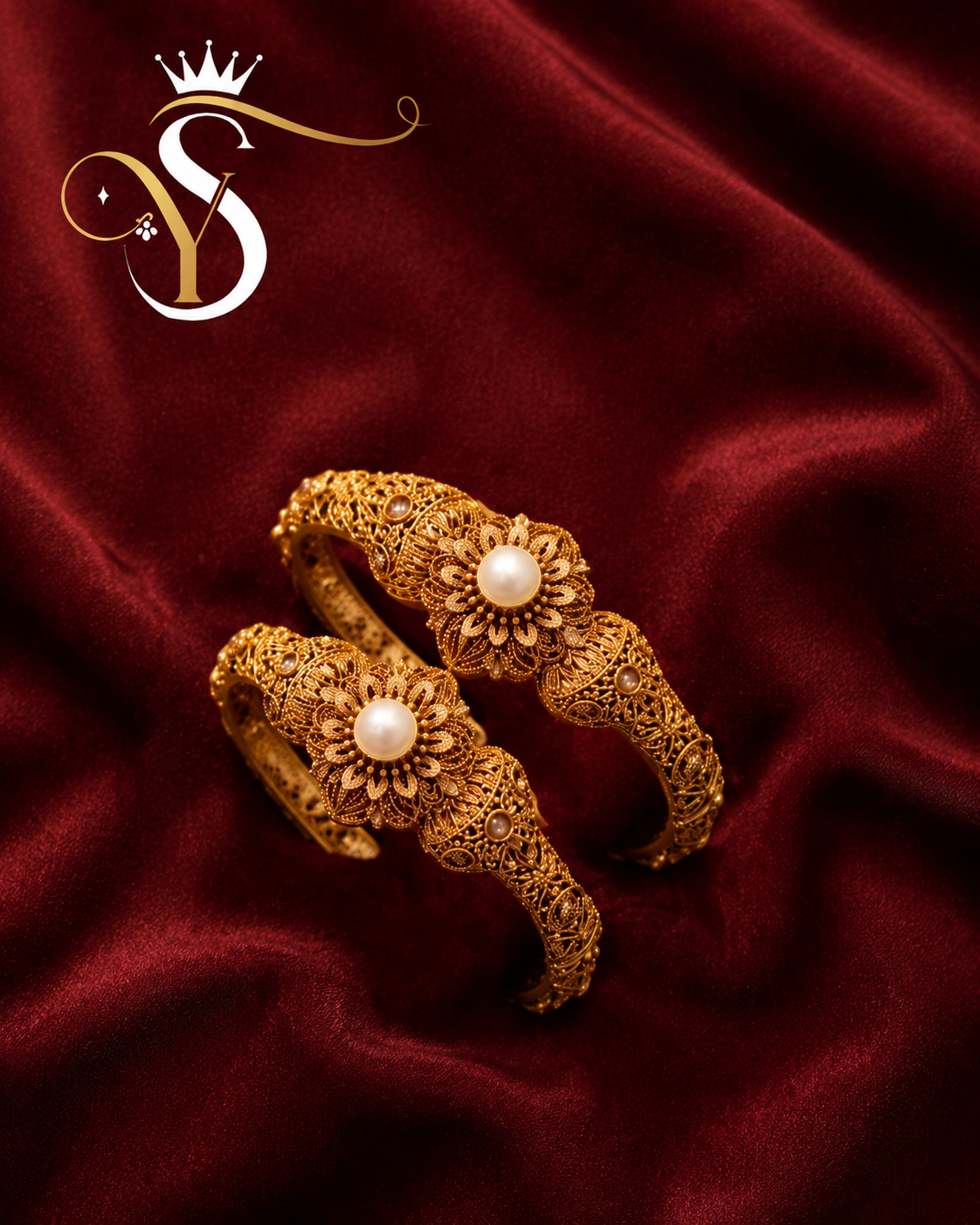 Gold Plated Pearl Filigree Bangles