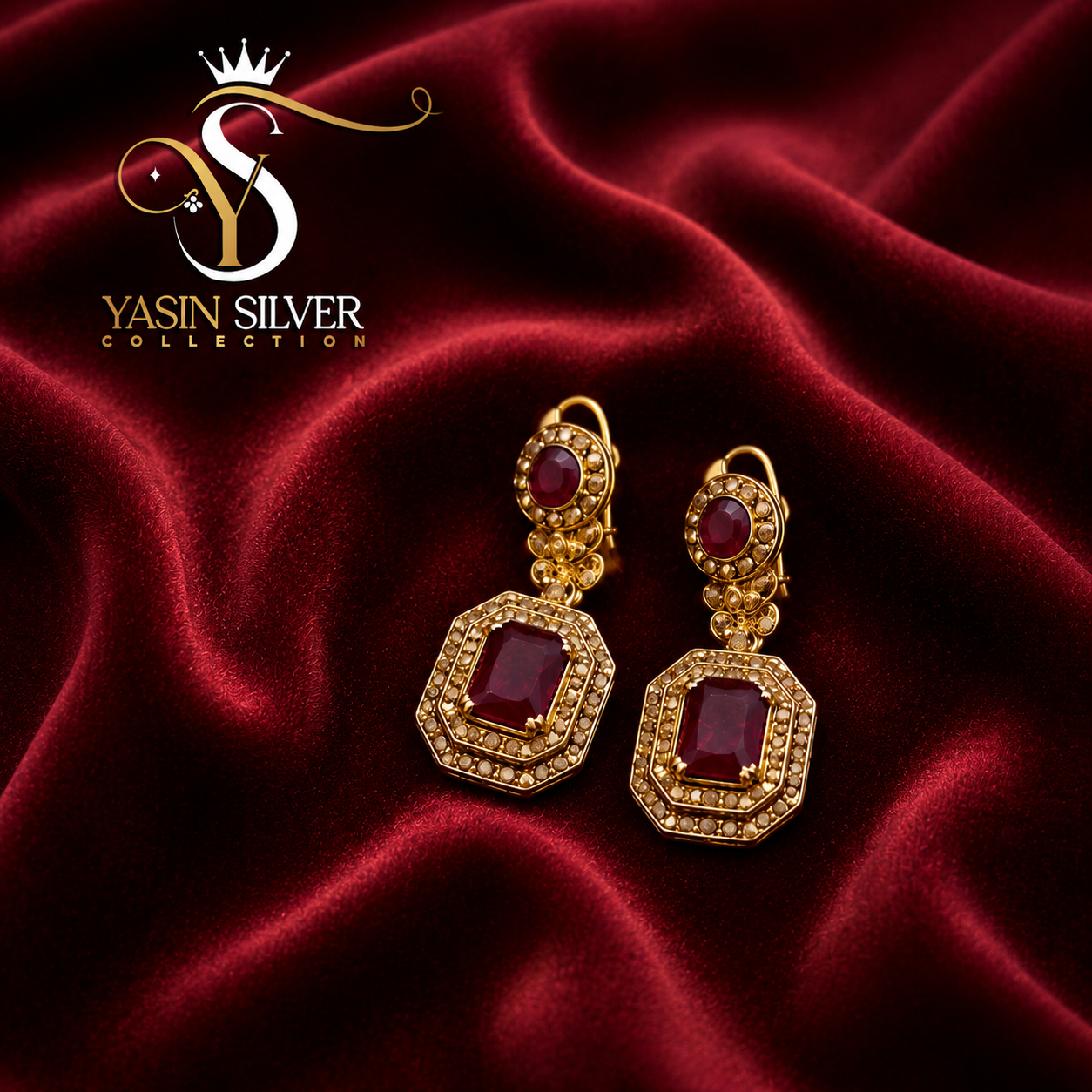 Royal Ruby Silver Necklace Set