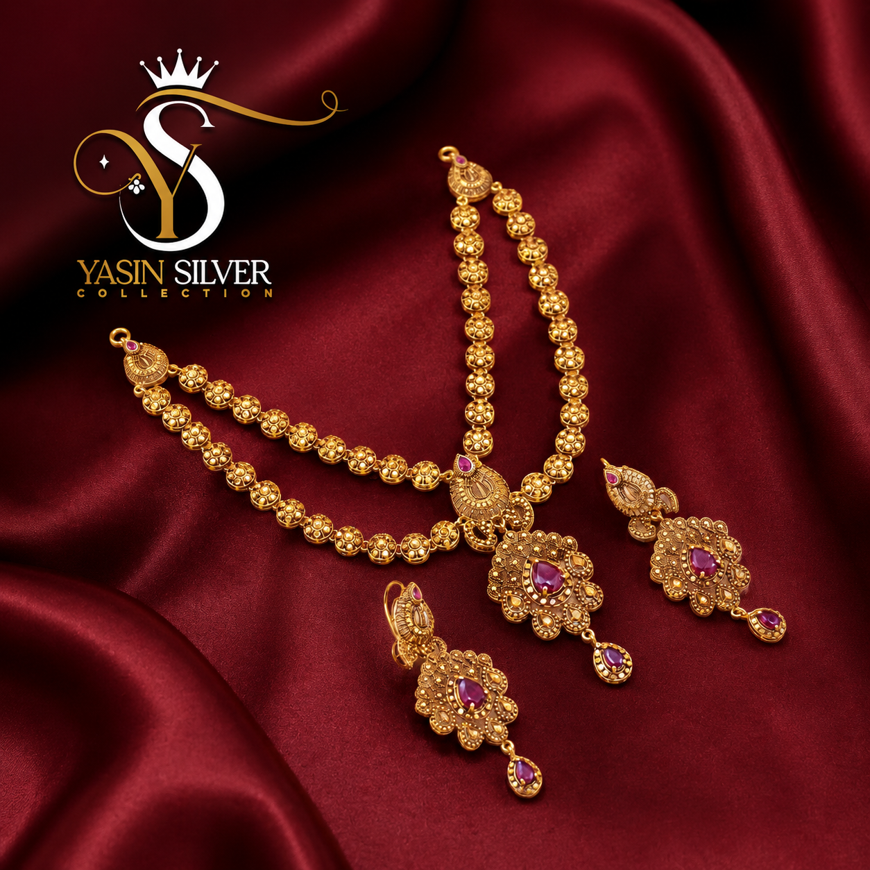 Royal Ruby Silver Matha Patti