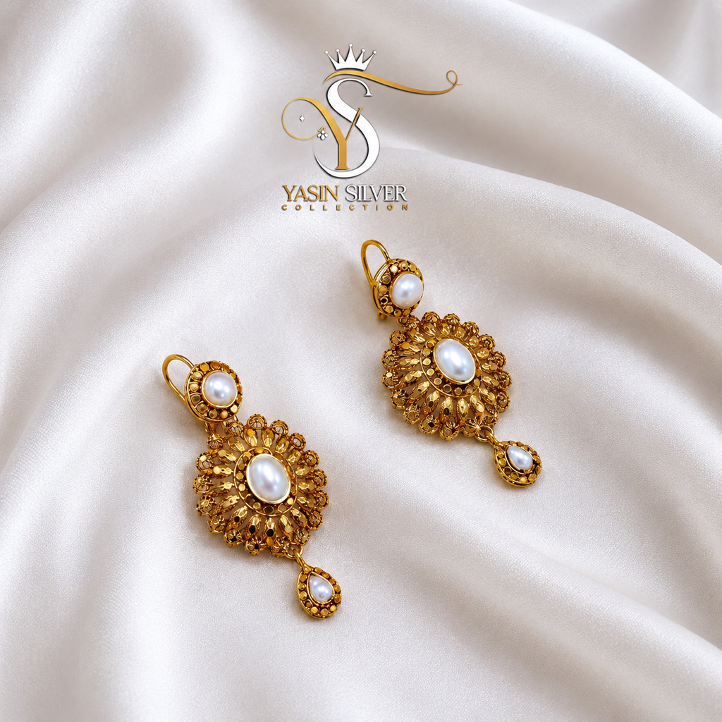 Royal Pearl Silver Necklace Set