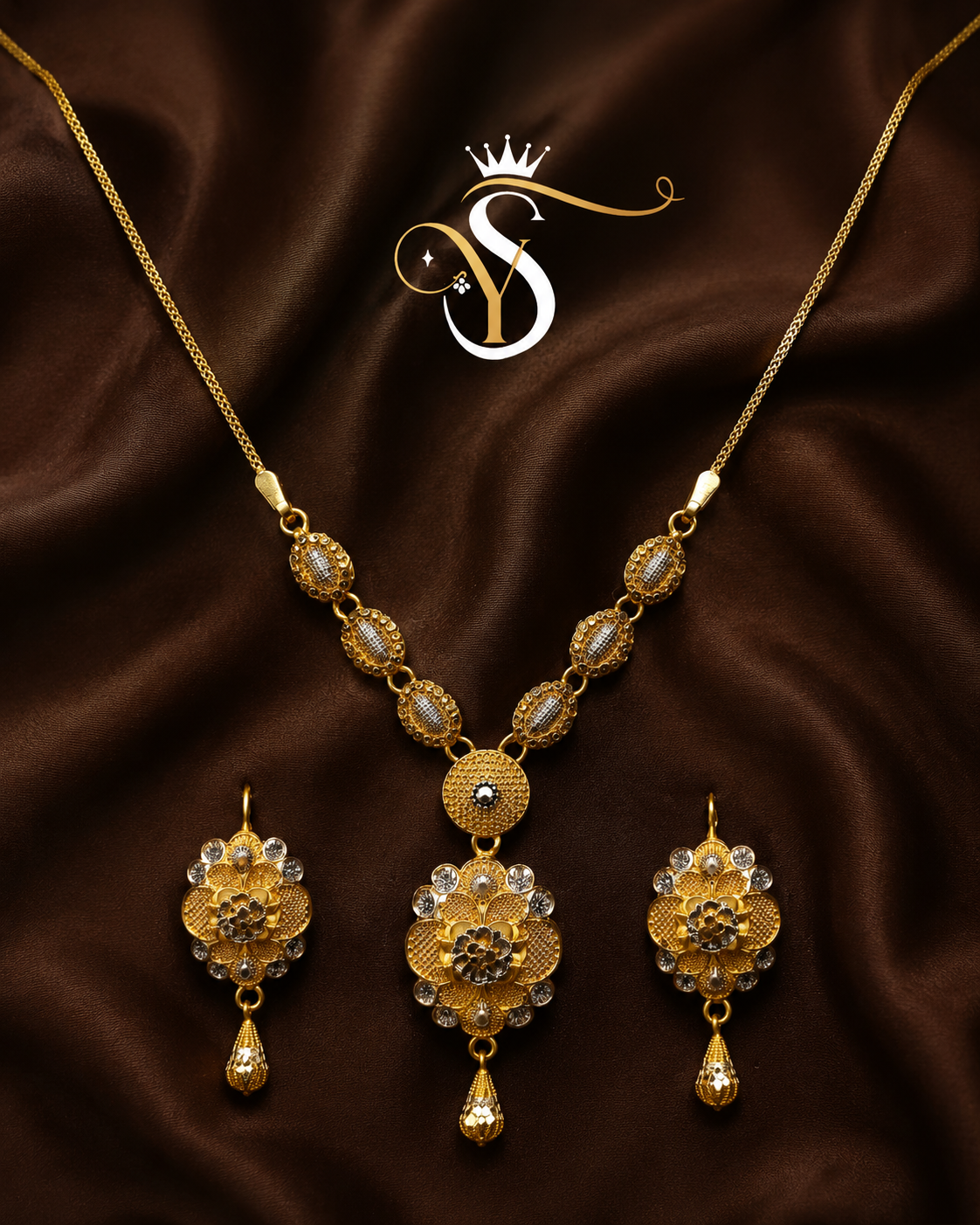 Traditional Gold Floral Necklace Set
