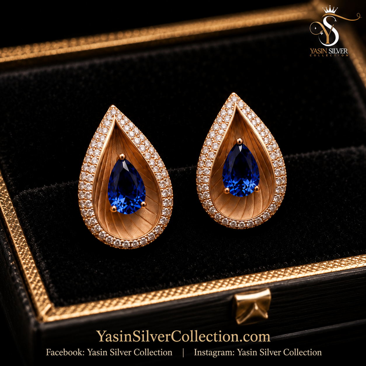 Royal Sapphire Teardrop Pendant Set