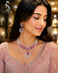 Royal Ruby Blossom Necklace Set