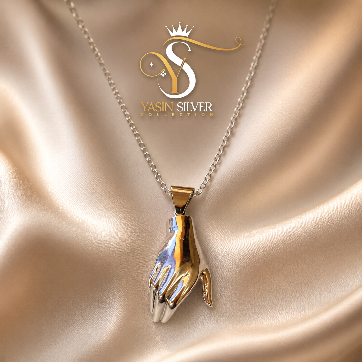 Couple Hand Pendant Necklace Set