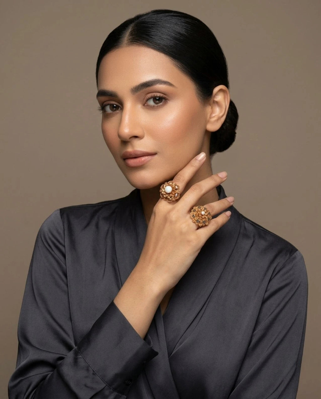 Elegant Floral Gold Plated Rings