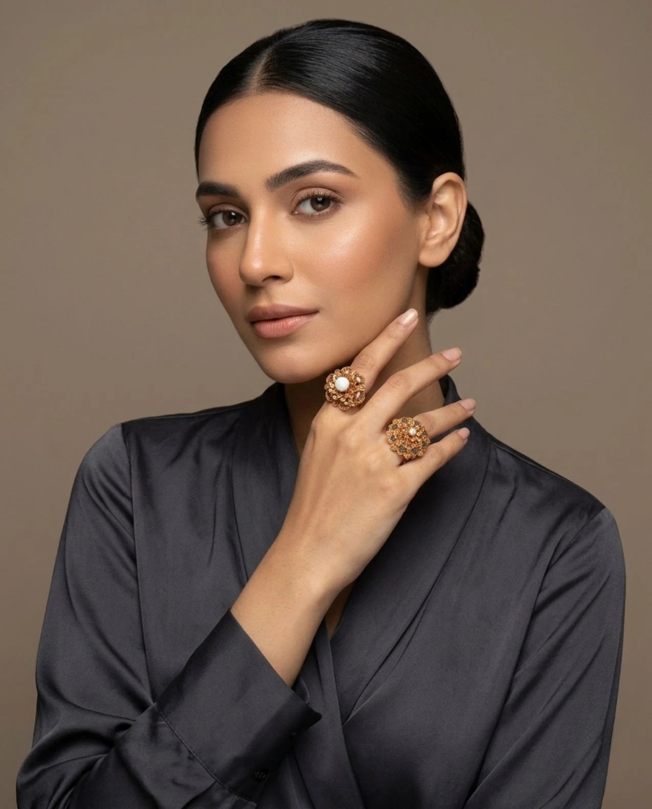 Elegant Floral Gold Plated Rings