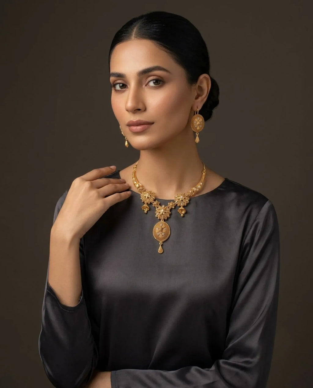 Gold Plated Silver Floral Choker