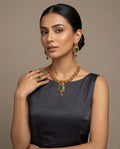 Luxury Emerald Silver Necklace Set