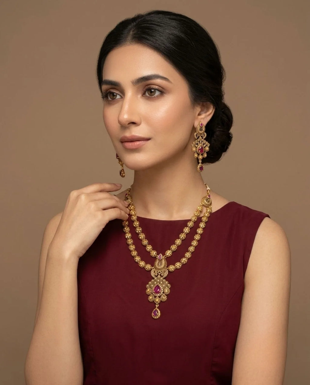 Royal Ruby Silver Matha Patti