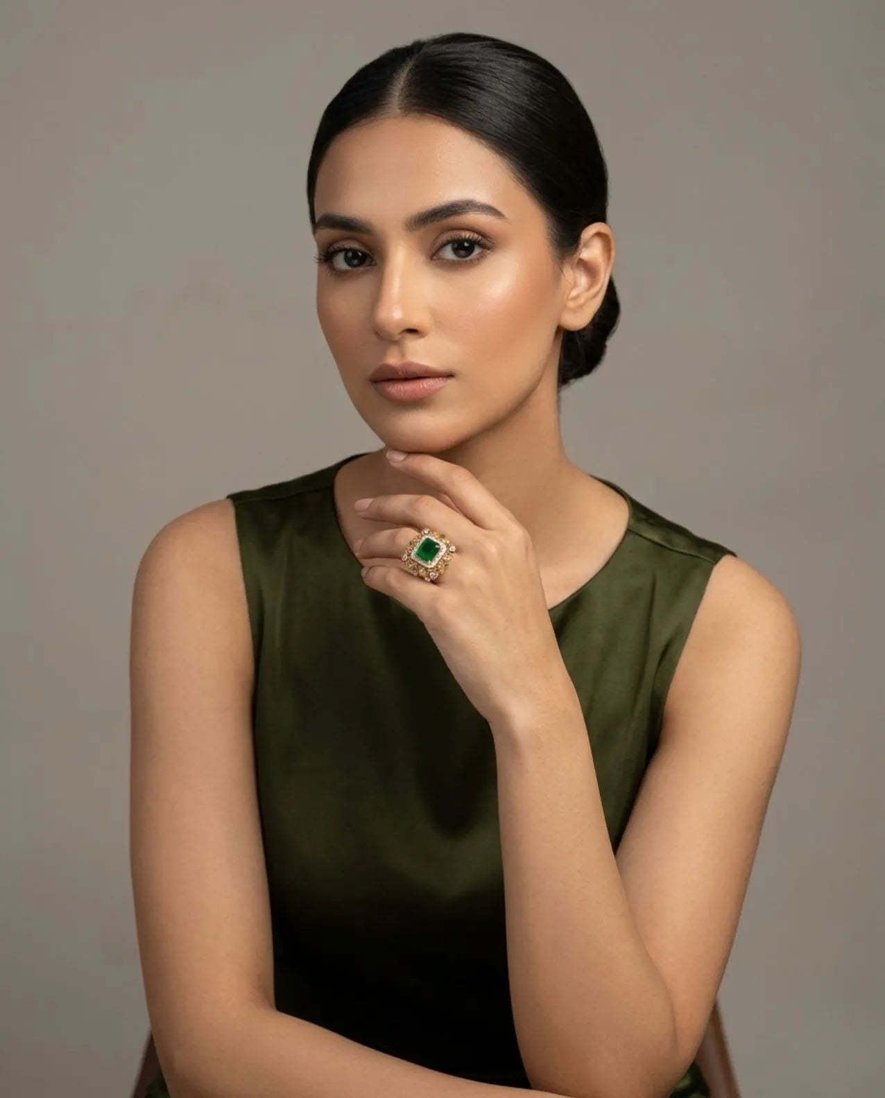 Radiant Emerald Gold Ring