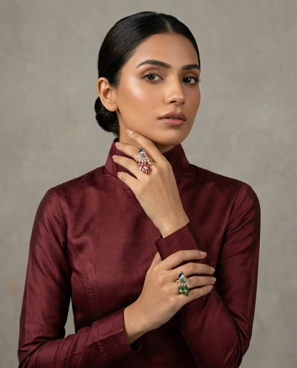 Elegant Peacock Silver Statement Rings