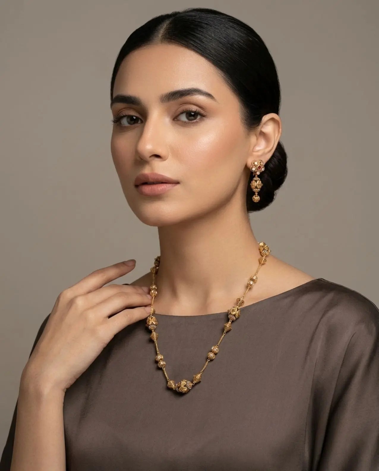 Gold Plated Silver Filigree Mala Set
