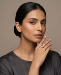 Radiant Ruby Halo Gold Ring