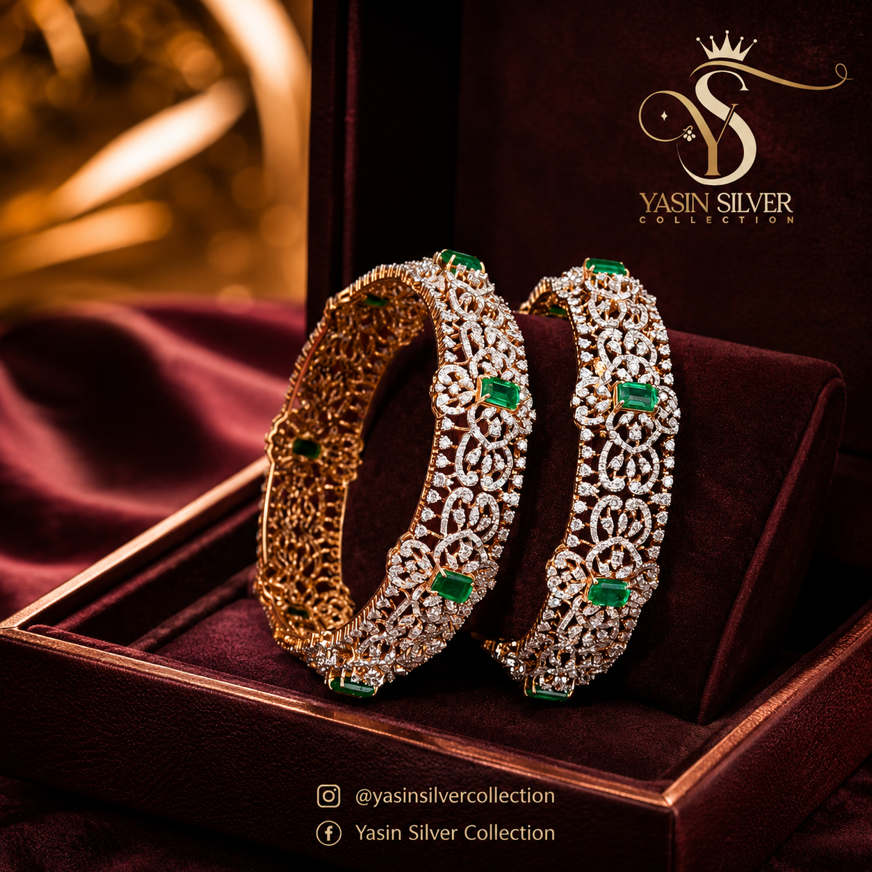Luxe Royal Green Stone Bangles