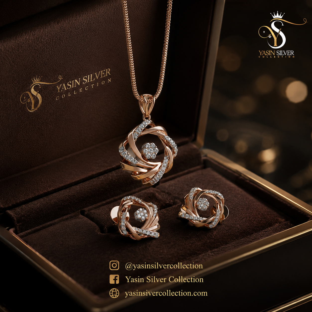 Royal Orbit Floral Pendant Set