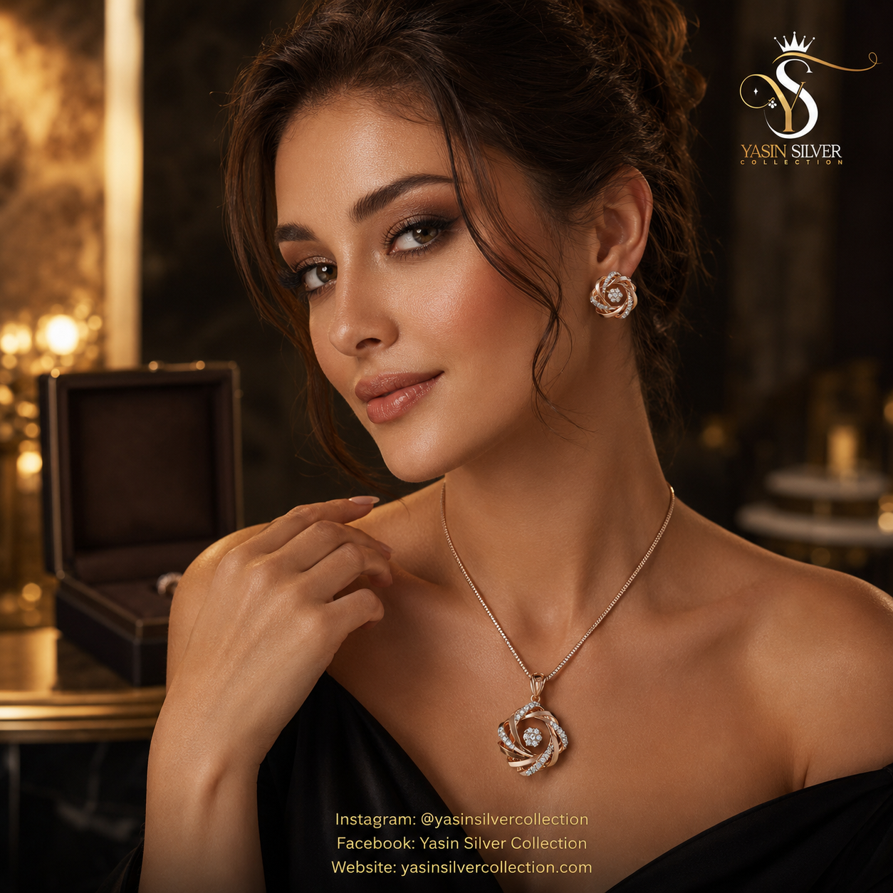 Royal Orbit Floral Pendant Set