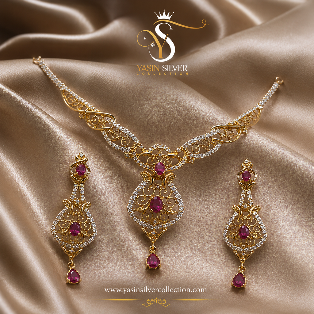 Ruby Filigree Royale Necklace Set
